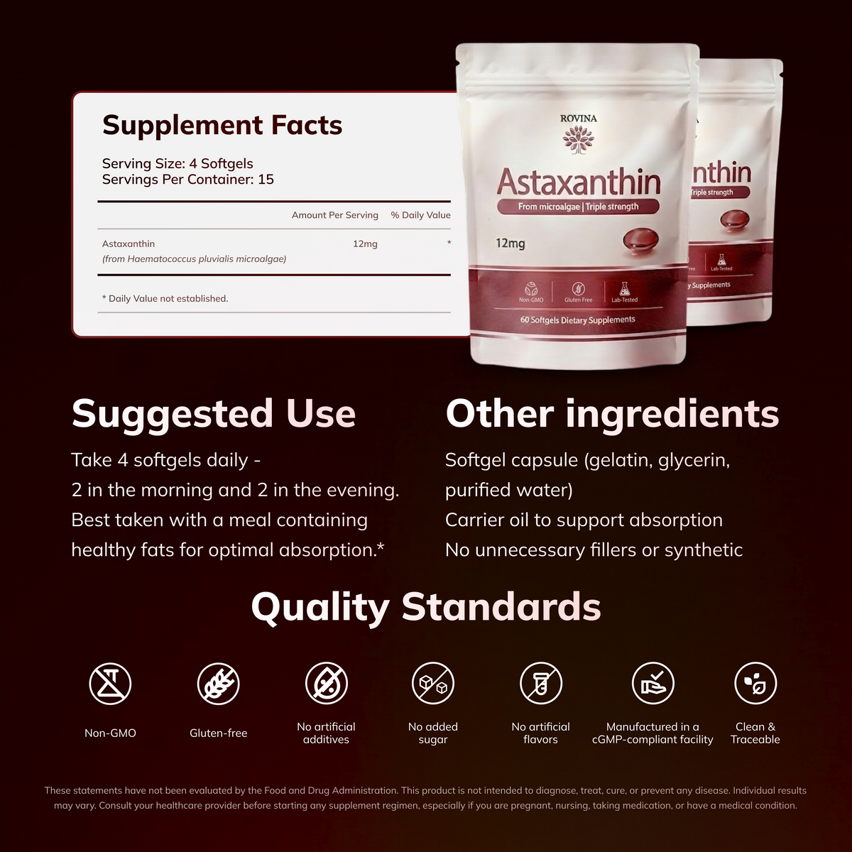 Rovina Astaxanthin - 12mg Softgels free